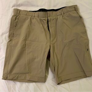 Men's Tan 35” Performance Shorts by 01.Algo with 9” Inseam.